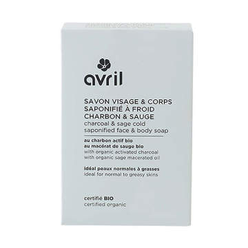 Avril BIO, Cold Process Face & Body Soap Charcoal & Sage, 100g