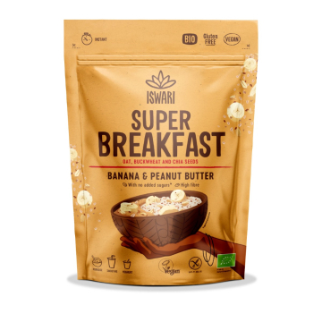 Iswari,&#x20;BIO&#x20;Super&#x20;Breakfast,&#x20;Banana&#x20;&amp;&#x20;Peanut&#x20;Butter,&#x20;Gluten&#x20;Free,&#x20;360g