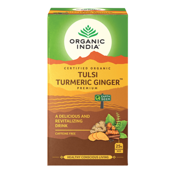 Organic India | Tulsi Turmeric Ginger Premium Tea | Caffeine-Free